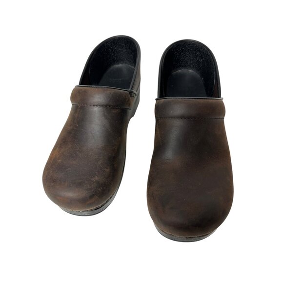 Dansko Professional Antique Brown/Black Leather Clogs Size 40 Brown 206-780202 - Picture 2 of 13